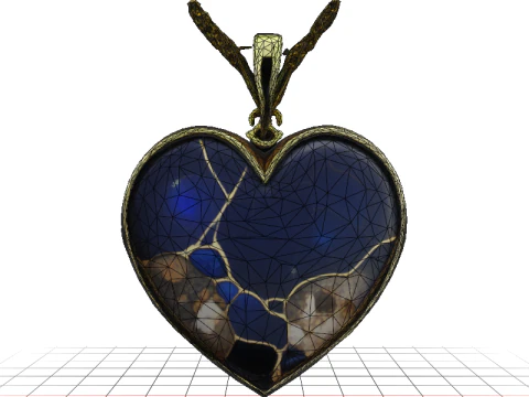 Lapis Lazuli Heart Pendant 3D Model