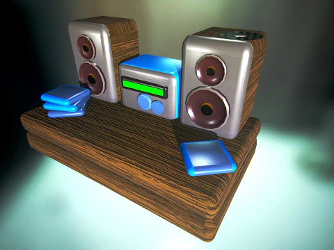 Alto-falante estilizado de baixo poli e r&aacute;dio MODELO 3D unidade irreal pronta Modelo 3D