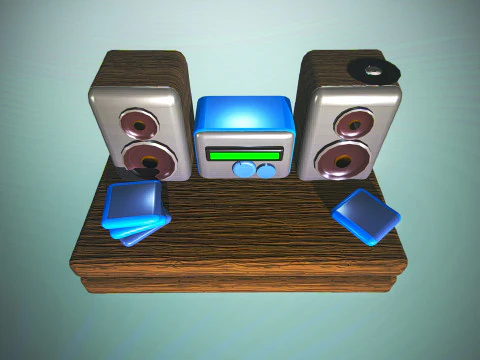 Stylized low poly speaker and radio 3D MODEL unity unreal ready 3D Model