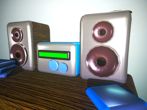 Stylized low poly speaker and radio 3D MODEL unity unreal ready 3D 模型