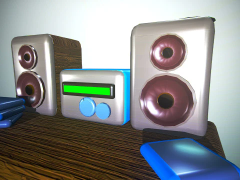 Stylized low poly speaker and radio 3D MODEL unity unreal ready 3D Model