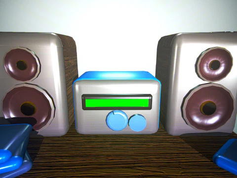 Stylized low poly speaker and radio 3D MODEL unity unreal ready 3D Model