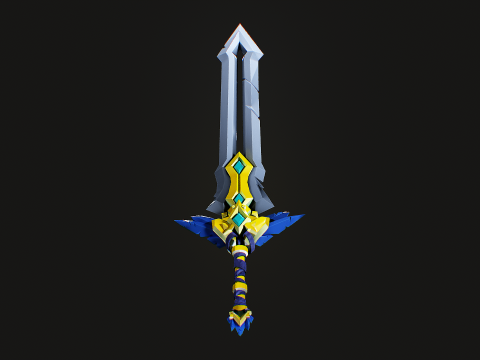 Stylized Fantasy Sword Game Ready Asset 3D Model