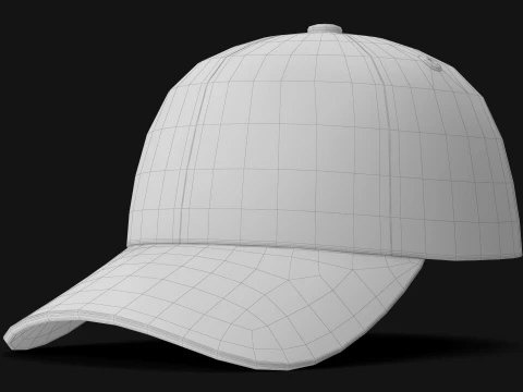 Premium Baseball Cap Realistic Blank Cap Low-poly 3D Model