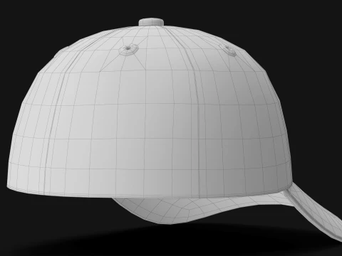 Premium Baseball Cap Realistic Blank Cap Low-poly 3D Model