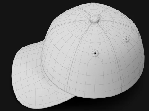 Premium Baseball Cap Realistic Blank Cap Low-poly 3D Model