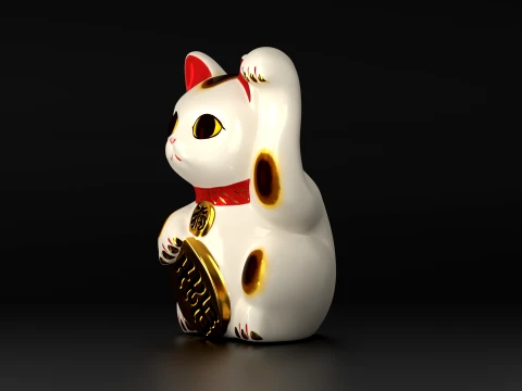 Lucky Cat Maneki Neko Low-poly 3D Model