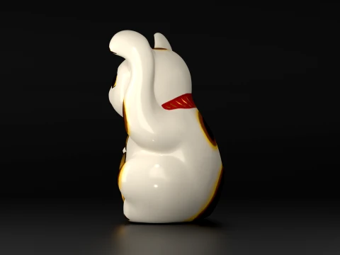 Lucky Cat Maneki Neko Low-poly 3D Model