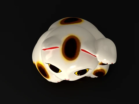 Lucky Cat Maneki Neko Low-poly 3D Model