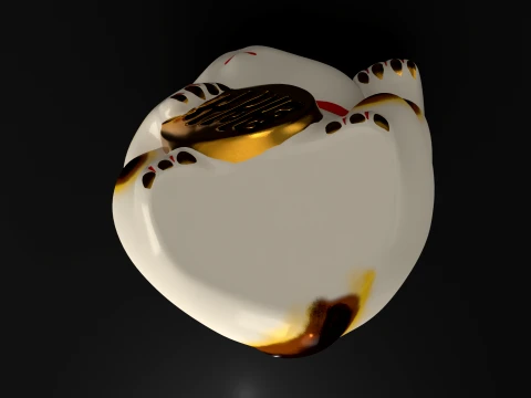 Lucky Cat Maneki Neko Low-poly 3D Model