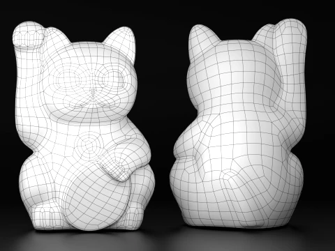 Lucky Cat Maneki Neko Low-poly 3D Model