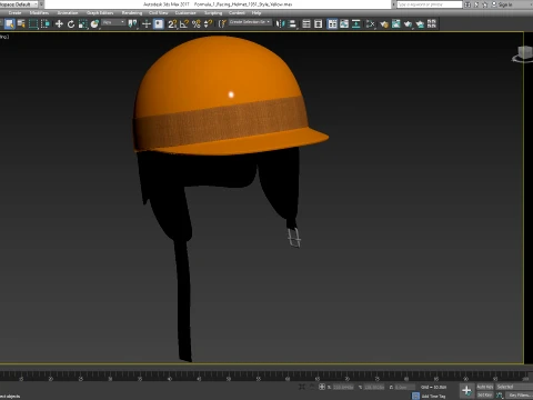 Formula 1 Racing Helmet 1951 Style Yellow Low-poly 3D Model