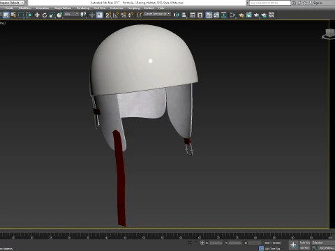 Vintage Formula 1 Recing Helmet 1952 White Low-poly 3D Model