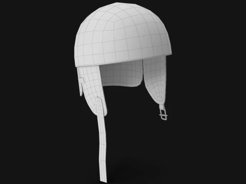 Vintage Formula 1 Recing Helmet 1952 White Low-poly 3D Model