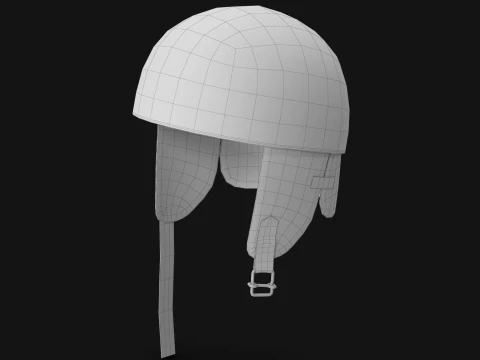 Vintage Formula 1 Recing Helmet 1952 White Low-poly 3D Model