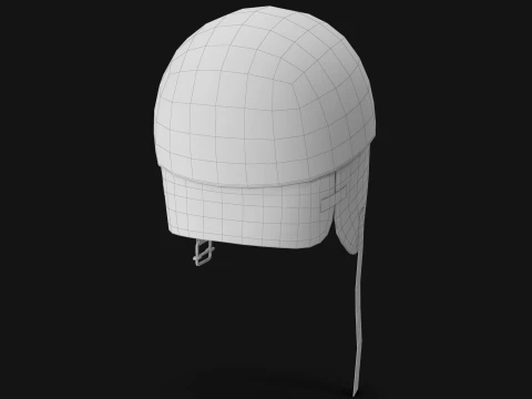 Vintage Formula 1 Recing Helmet 1952 White Low-poly 3D Model