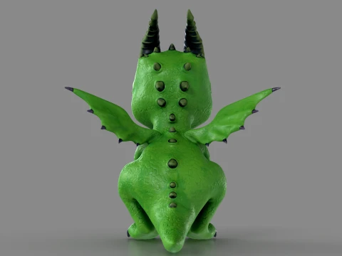 Cute Baby Green Dragon Low-poly 3D Model