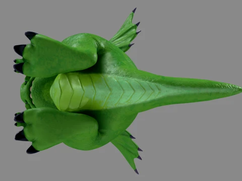 Cute Baby Green Dragon Low-poly 3D Model
