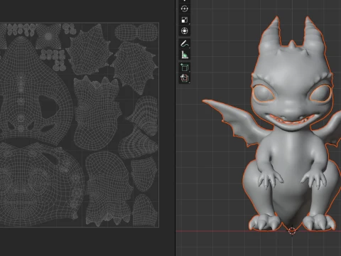 Cute Baby Green Dragon Low-poly 3D Model
