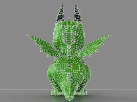 Cute Baby Green Dragon Low-poly 3D Model