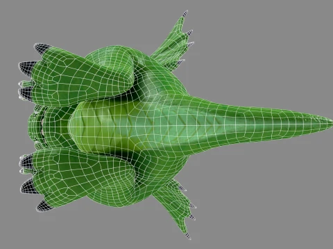 Cute Baby Green Dragon Low-poly 3D Model