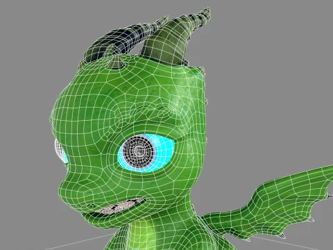 Cute Baby Green Dragon Low-poly 3D Model