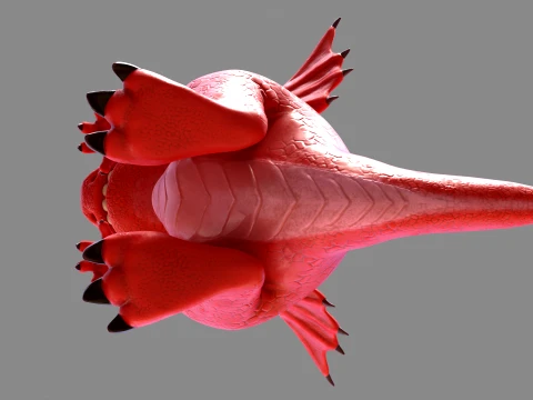 Cute Baby Red Dragon Stylized Fantasy Creature Low-poly 3D Model