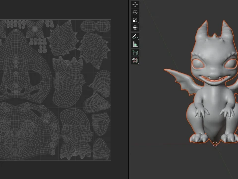 Cute Baby Red Dragon Stylized Fantasy Creature Low-poly 3D Model