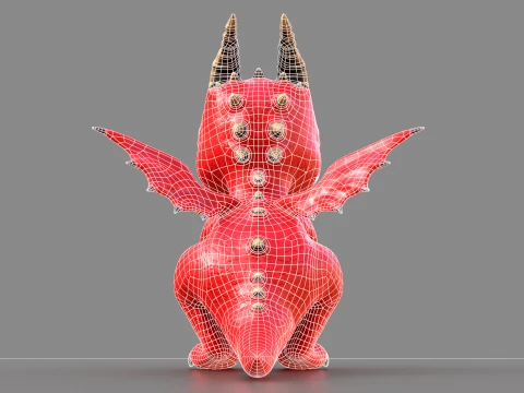 Cute Baby Red Dragon Stylized Fantasy Creature Low-poly 3D Model