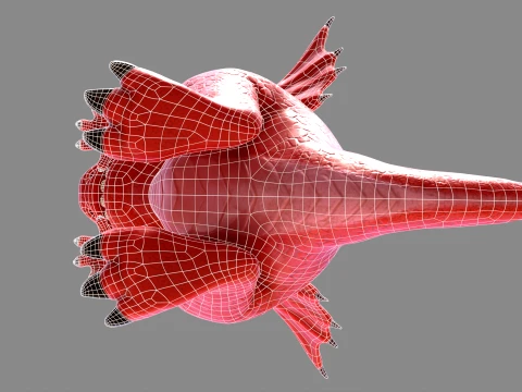Cute Baby Red Dragon Stylized Fantasy Creature Low-poly 3D Model