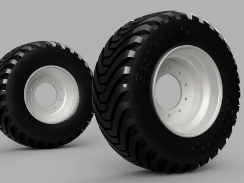 Tire with rim for agricultural trailer 3D Print Model