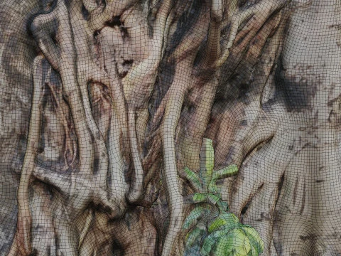 Uprooted tree trunk 3D Model