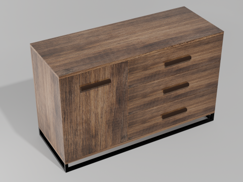 Wooden chest of drawers 01 3D Model