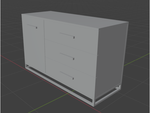 Wooden chest of drawers 01 3D Model