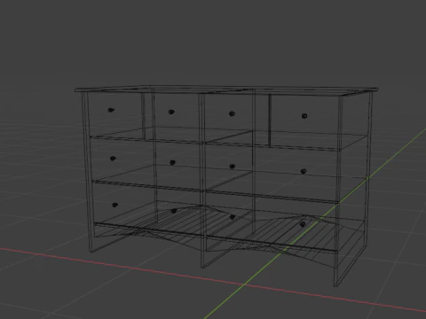 Lemari laci kayu 05 Model 3D