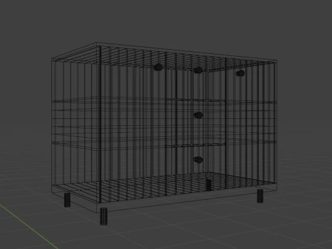 Cassettiera in legno 06 Modello 3D