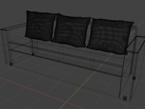 Boston sofa green 3D Model