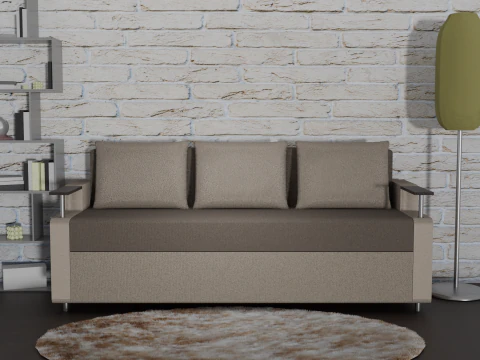 Divano Euro Millennium marrone con beige Modello 3D