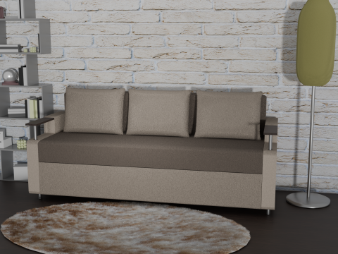 Sofa Euro Millennium brown with beige Model 3D