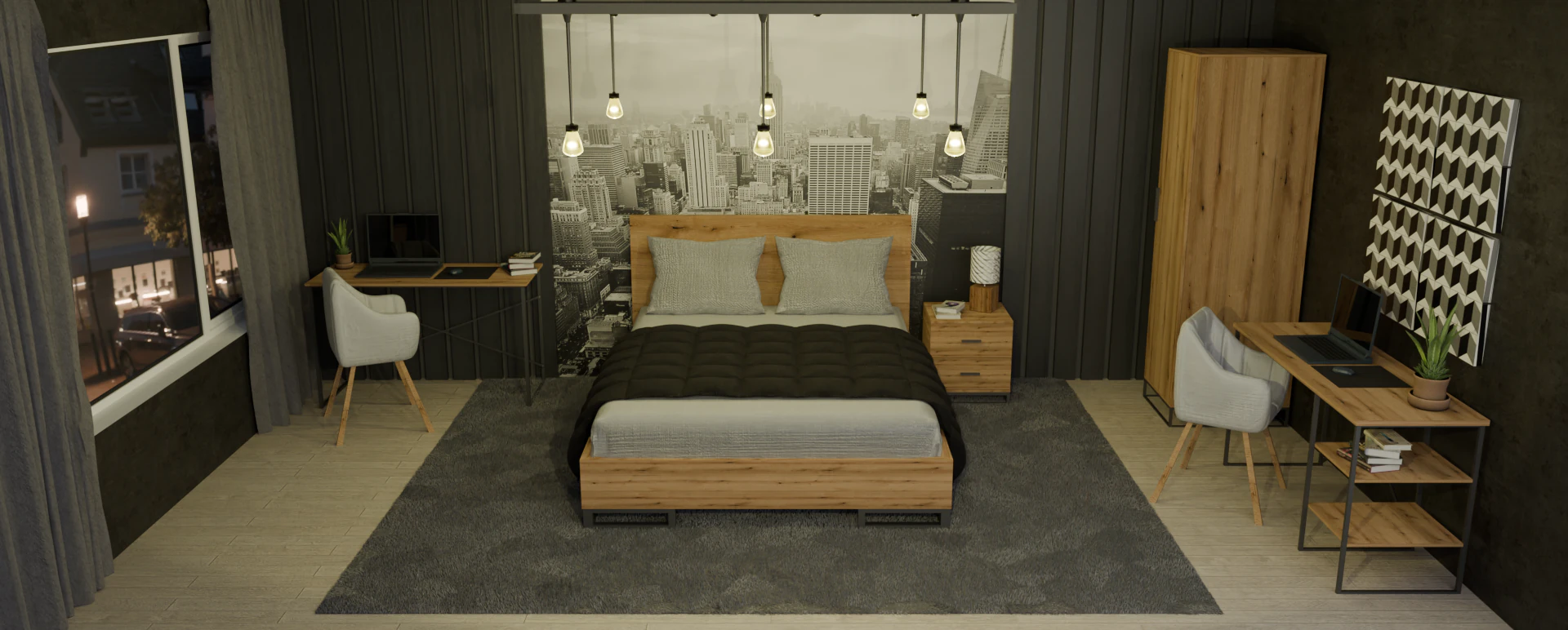 Bedroom design 3D Model .c4d .max .obj .3ds .fbx .stl .blend 