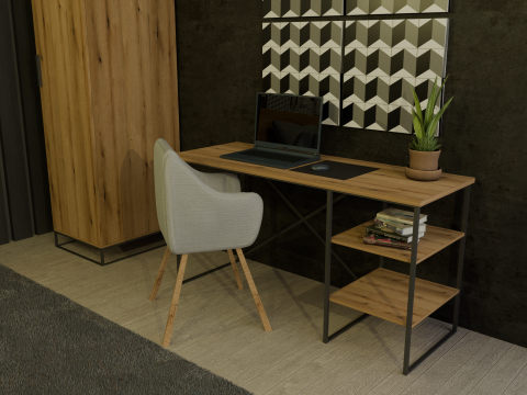 Desk Oak baroque amber Ascet 3D Model