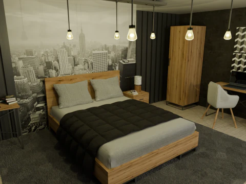 Seni Tempat Tidur di Kepala Pertapa Model 3D