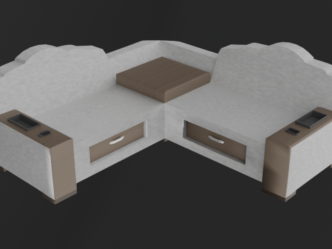 Sofa with drink coasters 3D-Modell