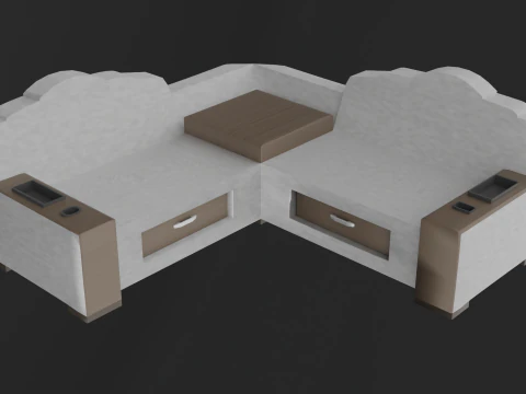 Bank met onderzetters 3D Model