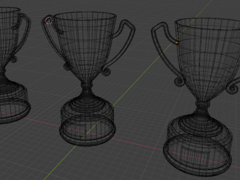 Set 3 trophy cup gold silver bronze Model 3D