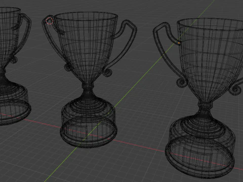 Set 3 trophy cup gold silver bronze 3D Model
