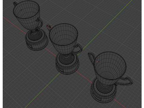Set 3 trophy cup gold silver bronze Model 3D