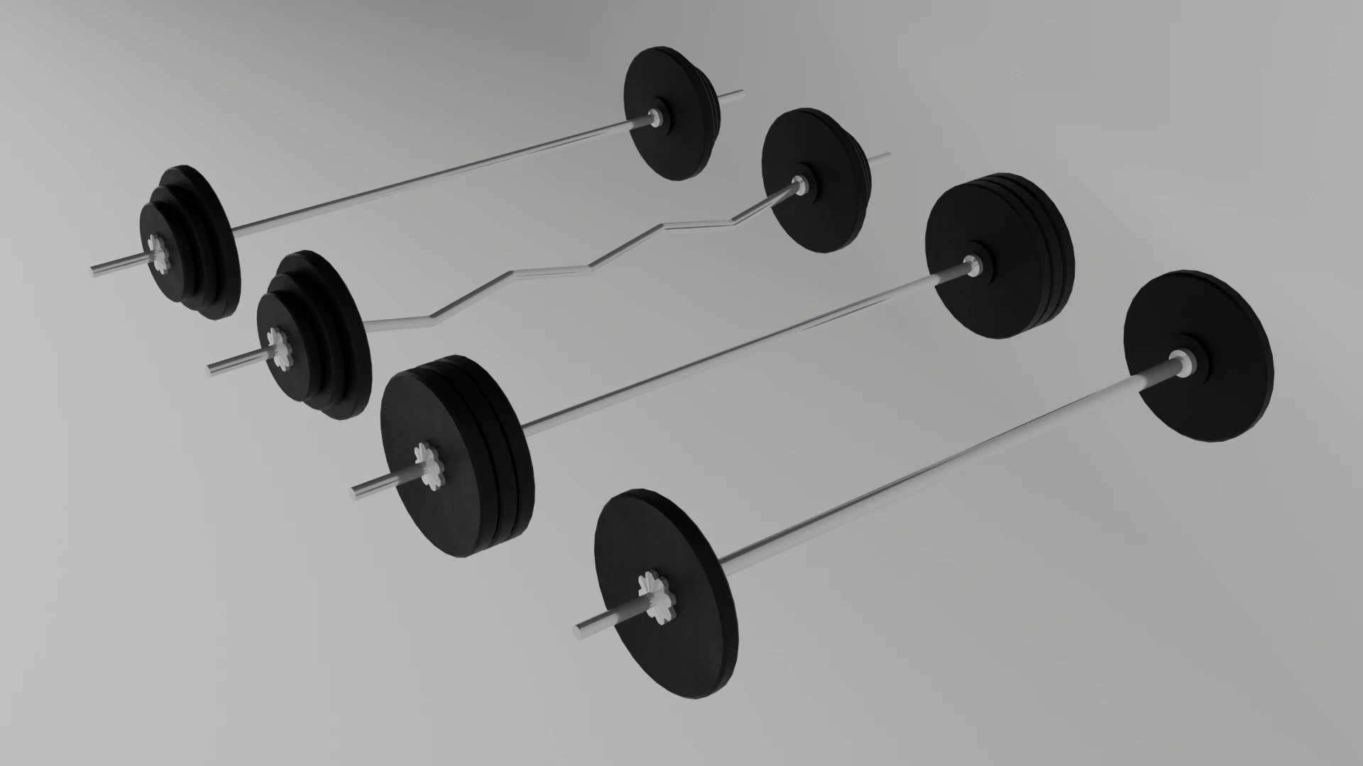 Set 4 barbell 3D Model .c4d .max .obj .3ds .fbx .stl .blend 