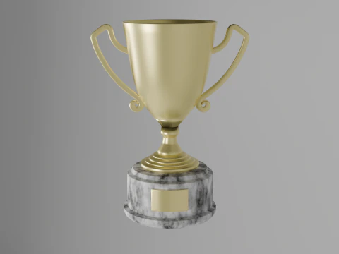 Ta&ccedil;a de ouro trof&eacute;u em um suporte de m&aacute;rmore Modelo 3D