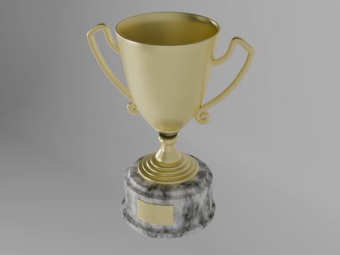 Trophy gold cup on a marble stand 3D-Modell